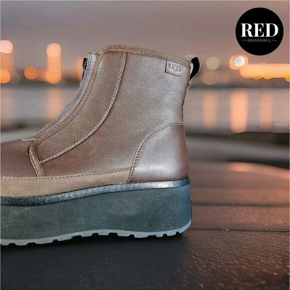 UGG CITYFUNC ZIP BURNT CEDAR LEATHER WATERPROOF ZIP BOOTS - WOMEN'S SIZE 9.5 - Picture 13 of 14